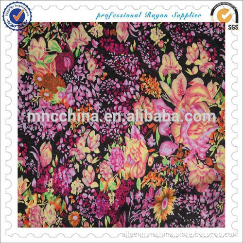 100%rayon printed challis fabric for clothing